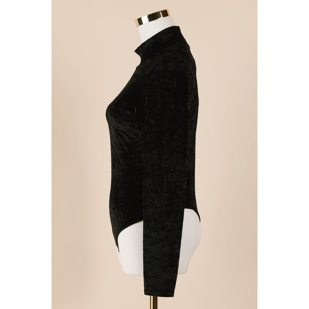 Sz S Vtg Victoria’s Secret Gold Crown Label Black Crushed Velvet Bodysuit GUC - Picture 2 of 4